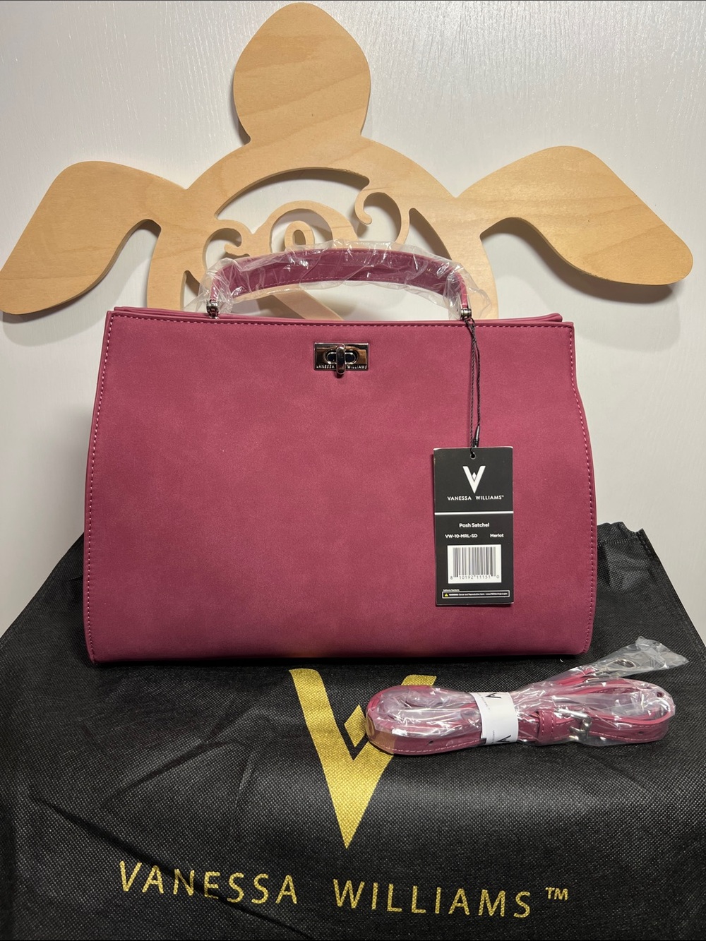 Vanessa Williams Merlot Faux Suede Posh Satchel with Crossbody Strap